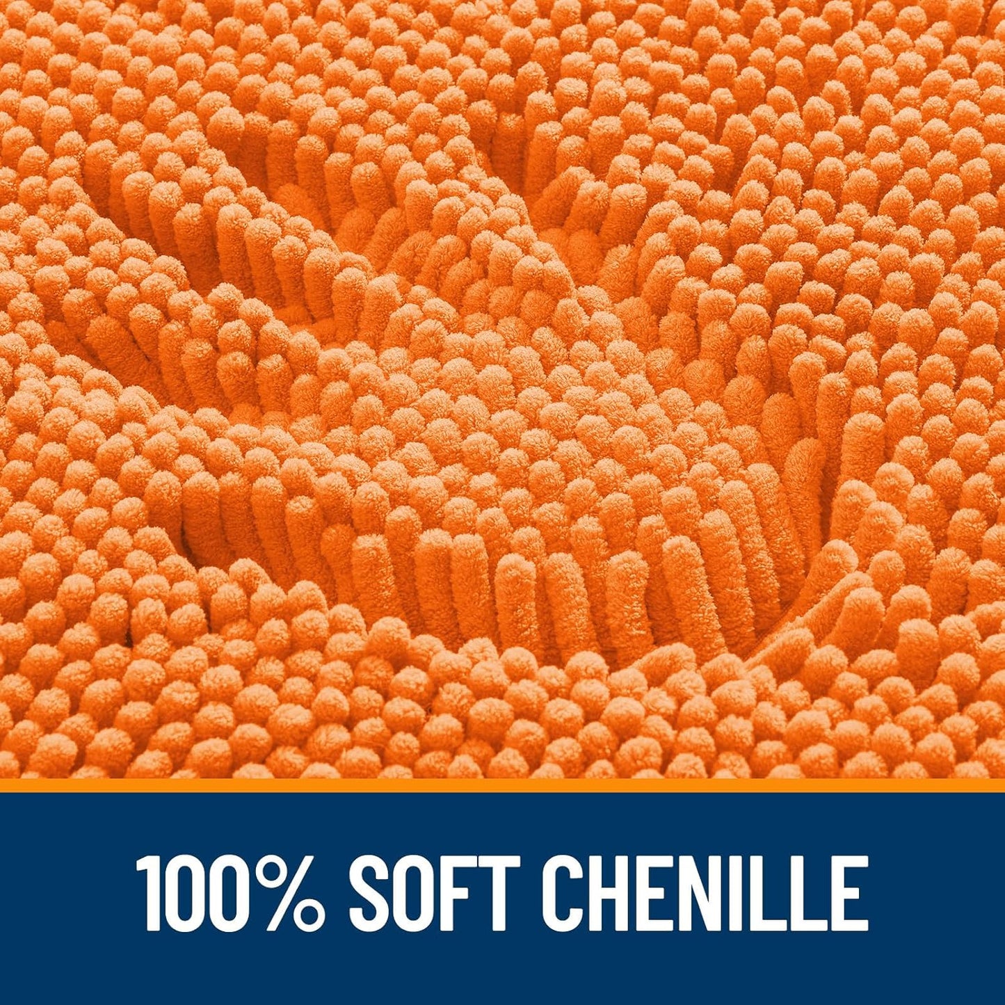 OLANLY Bathroom Runner Rugs - Extra Soft Chenille Bath Mats | 47x24, Quick Dry, Machine Washable, Orange