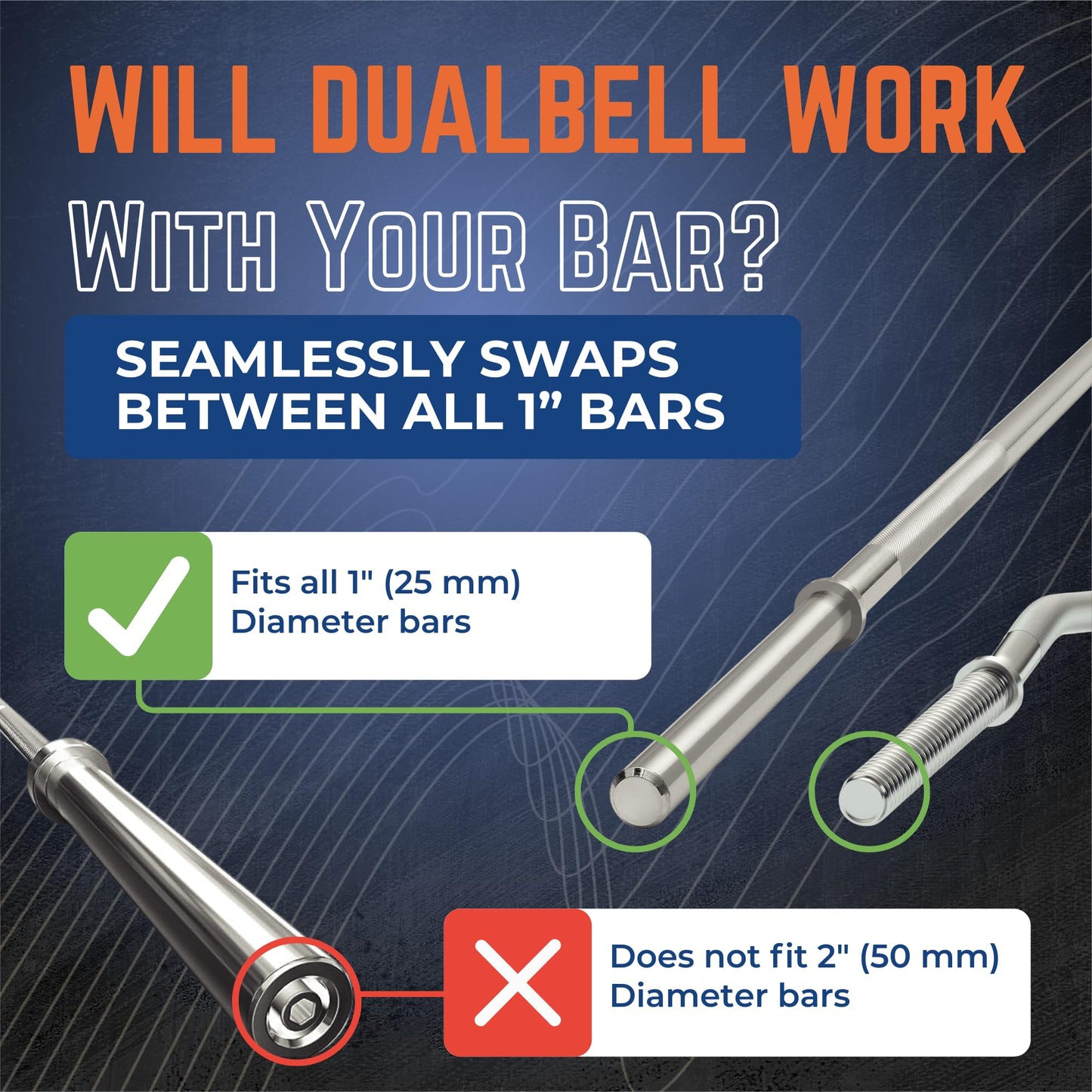 DUALBELL Dumbbell Converters- Pair Black and red weight collars for 1", 25mm bar- Connect Dumbbells to Barbells for 1" standard diameter bar, barbell adapters replace weight plates- 250lbs capacity