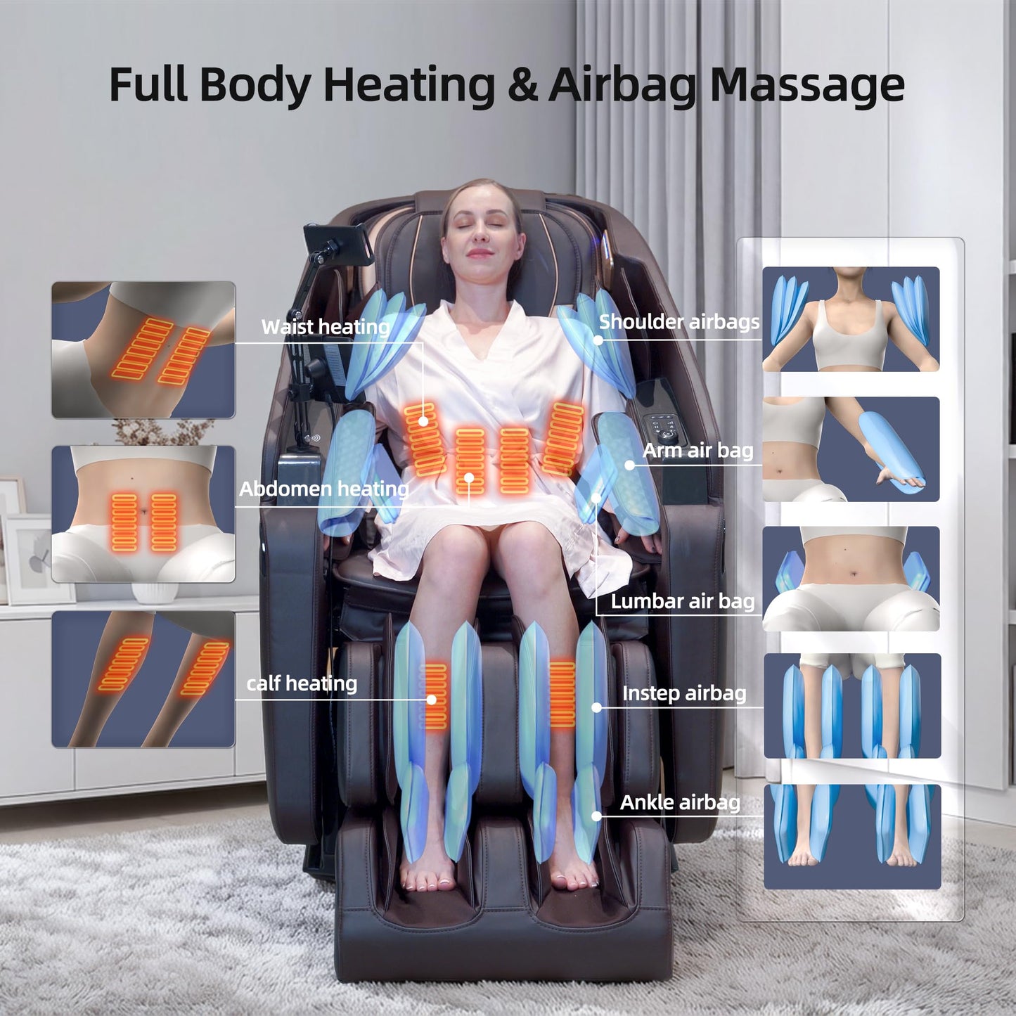 Vosaky Massage Chair Full Body Recliner with Heat Zero Gravity 57'' SL Track Shiatsu Massage Chair for Home Office with AI Voice, 7" Touch Screen, Wireless Charging,Neck & Shoulder Relief