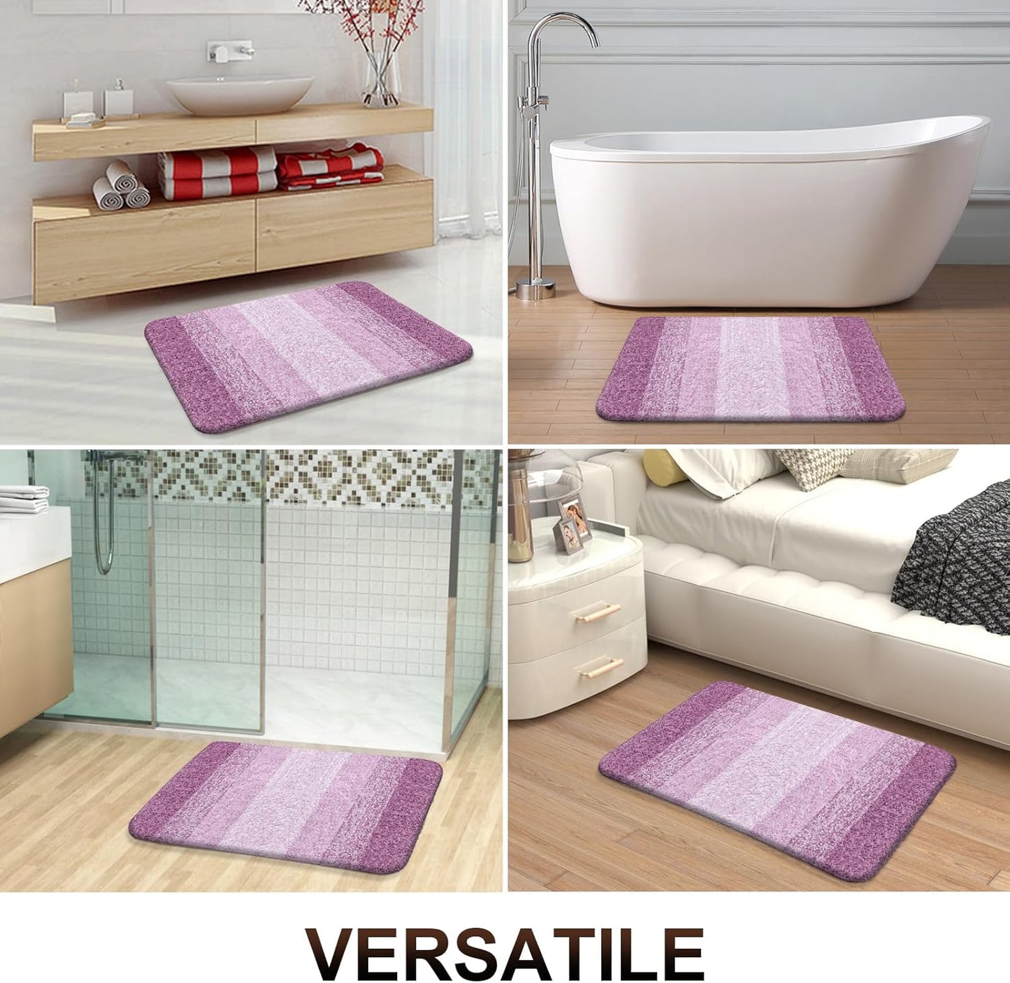 OLANLY Bathroom Rugs - Extra Soft Microfiber Mat | Quick-Dry, Washable, Rubber Backing - 30x20, Pinkish-Purple