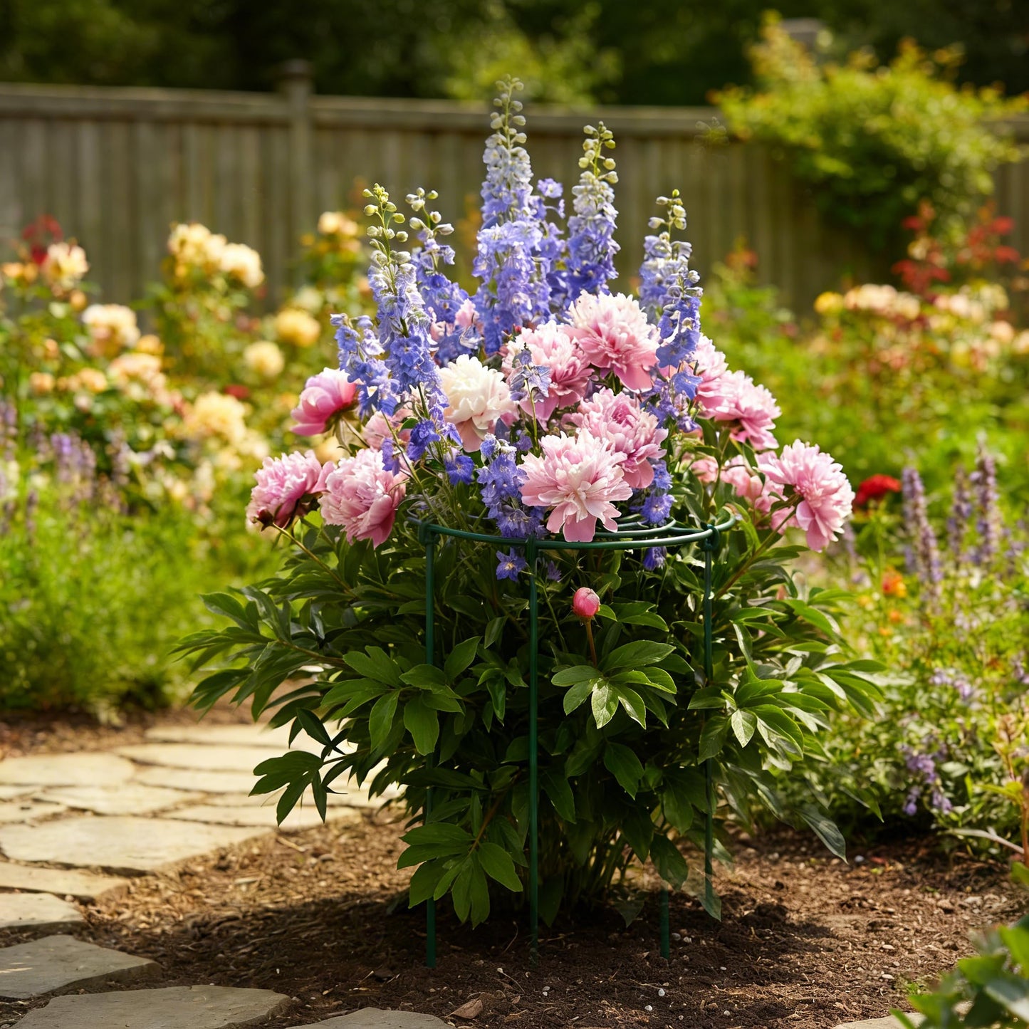 DAYUMKOU 8 Pack Peony Cages and Supports, 11.5" D x 16" H Plant Supports for Outdoor Plants, Heavy Duty Metal Peony Support Cage Flower Support Rings for Rose Hydrangea Strawberry