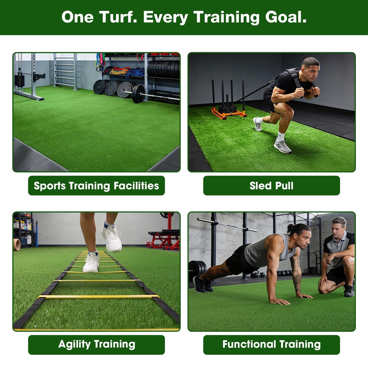 Yescom 200 Sq.Ft Gym Turf for Sled 0.8" H Artificial Grass Rug Exercise Mat Outdoor Indoor Weight Sled Push Pull Sport Training Flooring, 50'x4'