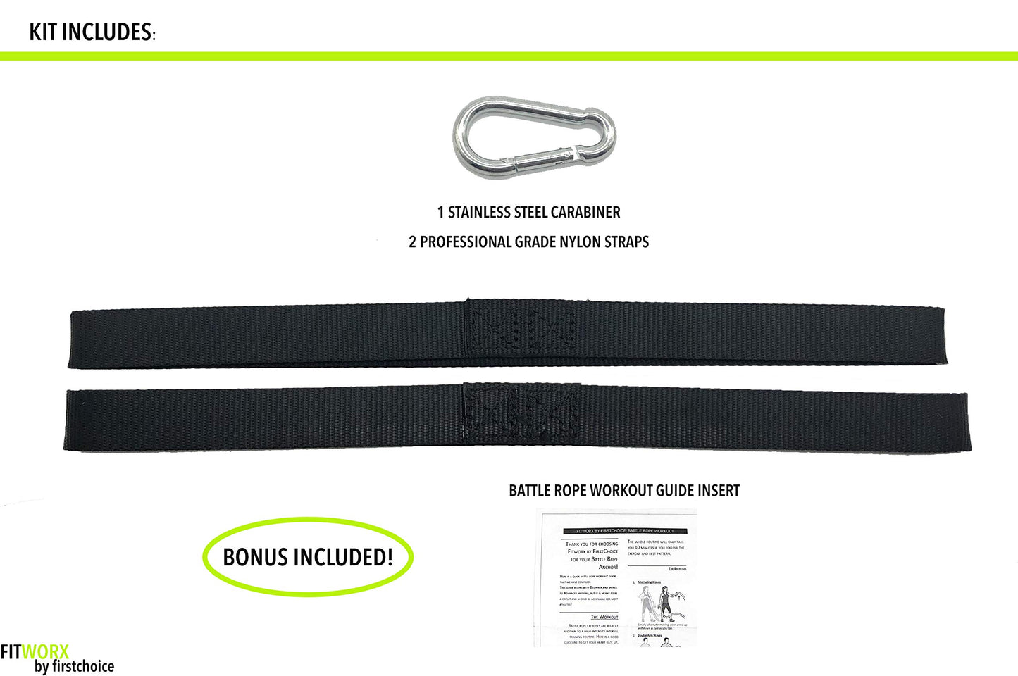 Battle Rope Anchor Strap Kit With Bonus Battle Rope Workout Guide- FitWorx By RadBizz