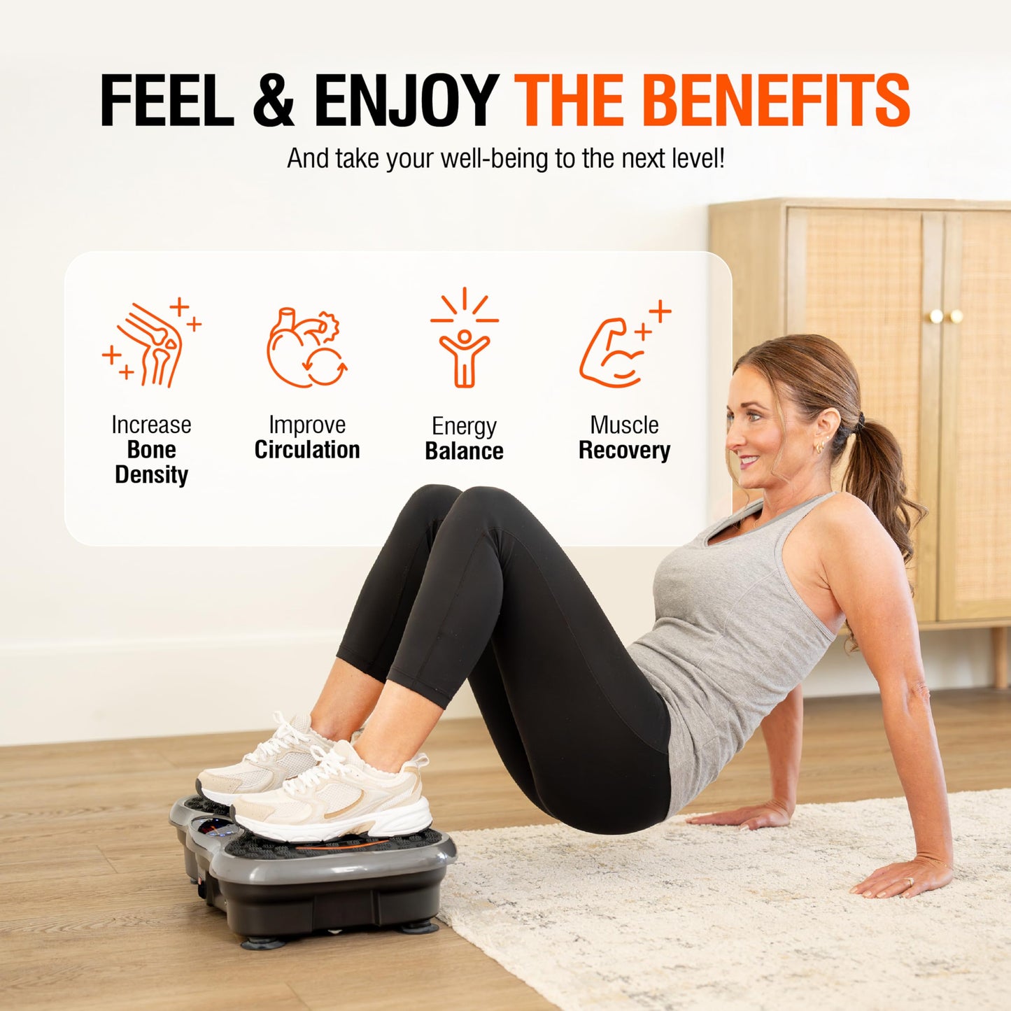 Powerfit Vibration Plate Exercise Machine - Waver Full Body Vibration Platform for Weight Loss & Lymphatic Drainage - Best Power Plate for Seniors - 200 Lbs Capacity