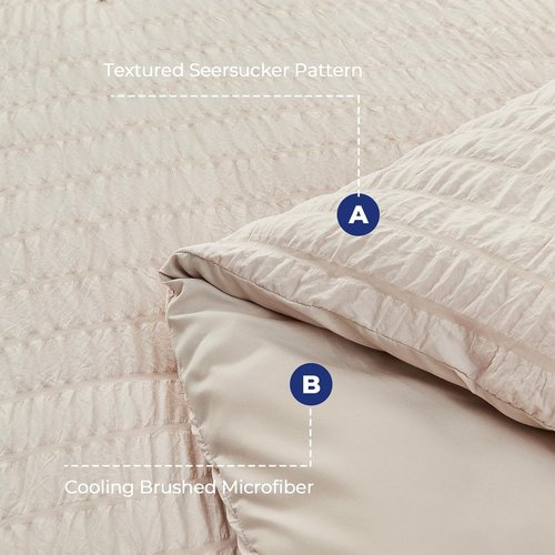 HYMOKEGE King Size Comforter Set - 7-Piece All-Season Luxury Bedding in Beige with Sheets & Pillowcases