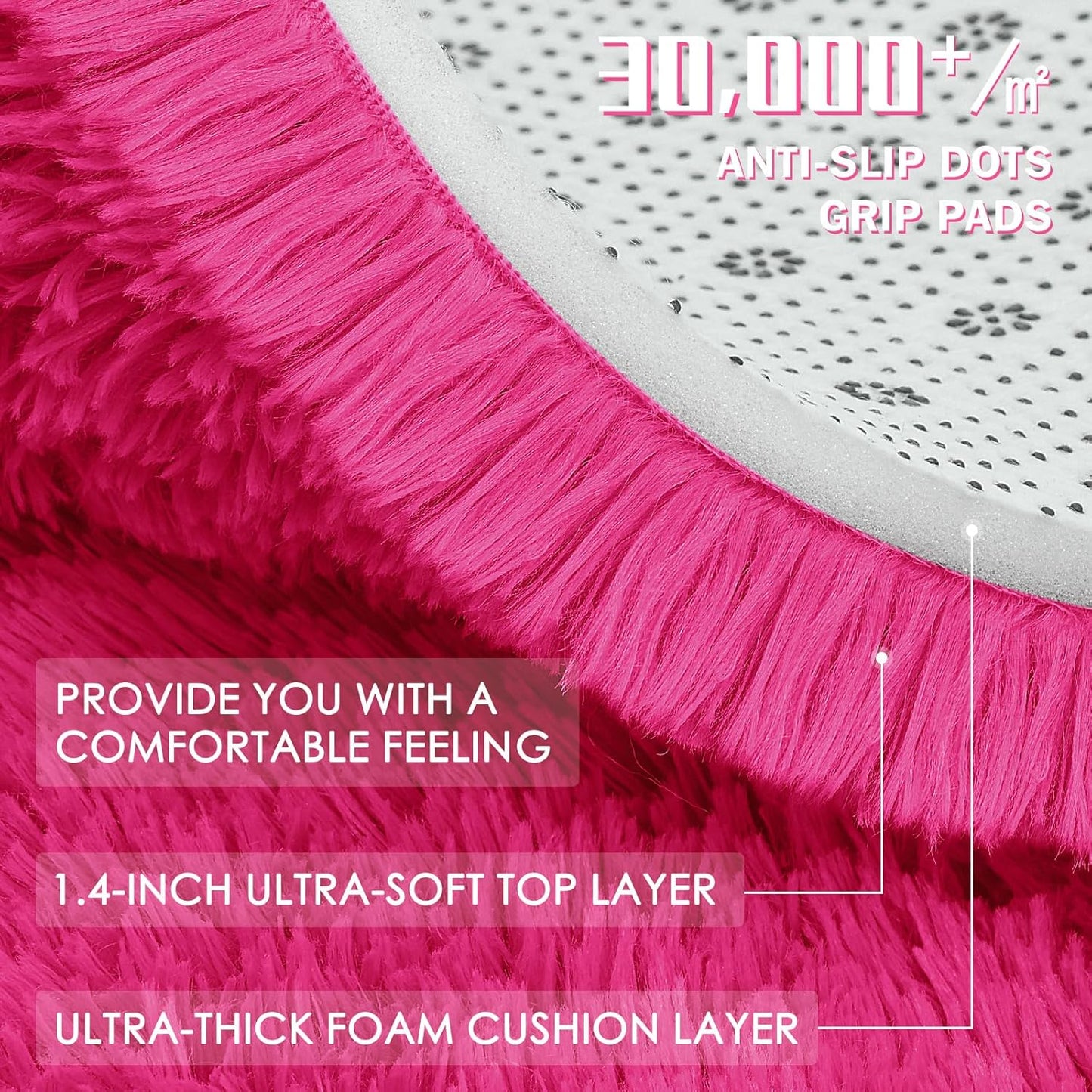 OLANLY Soft Fluffy Shaggy Runner Rug - Machine Washable 2x6 for Hallway, Bedroom & Nursery | Hot Pink Decor