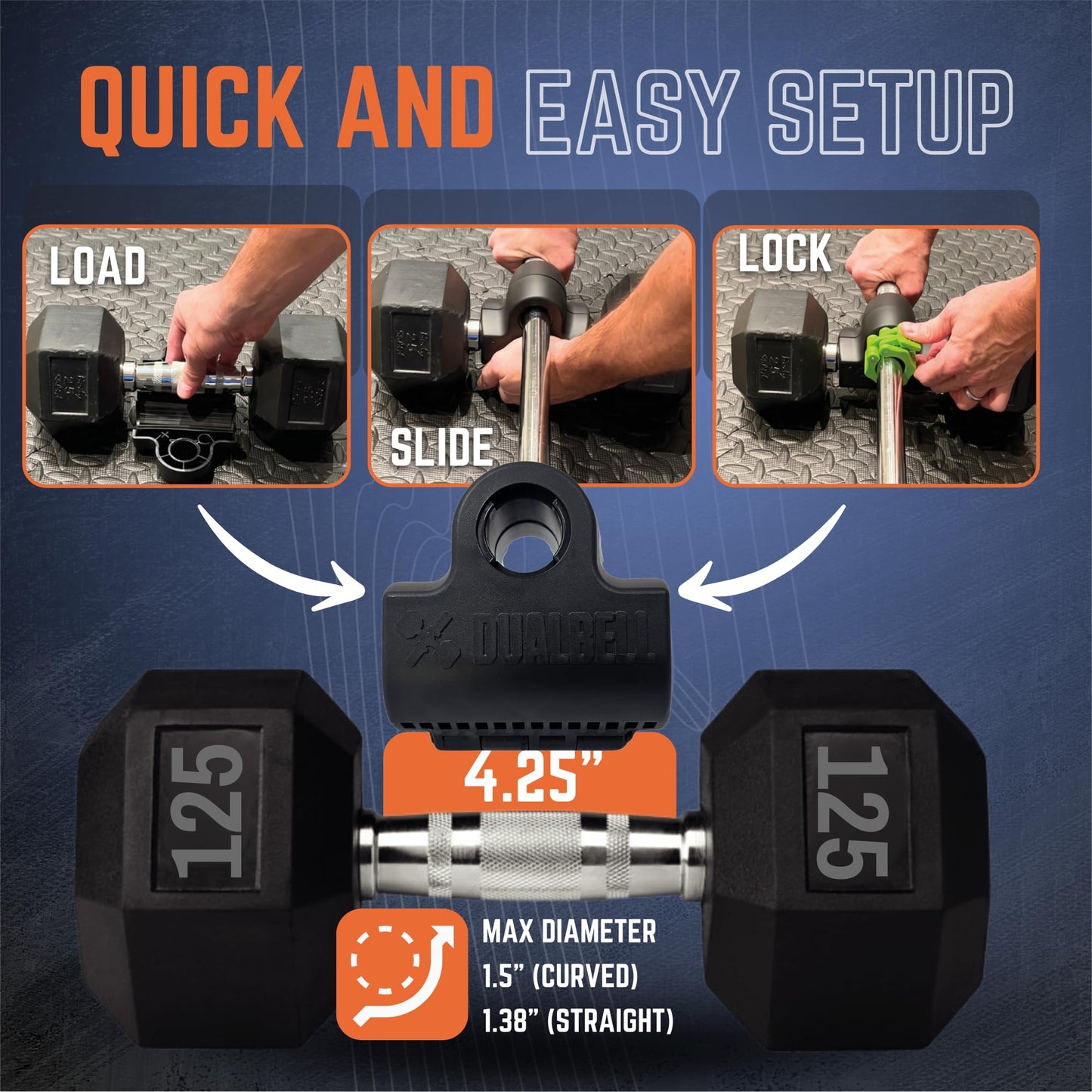 DUALBELL Dumbbell Barbell Converters- Heavy Duty Barbell Adapters, Convert Dumbbells to Barbell, 500lb Capacity, Easy Setup for 1" Bars, Turn Dumbbells into Weight Plates, Black Superset w/Red Weight Collars