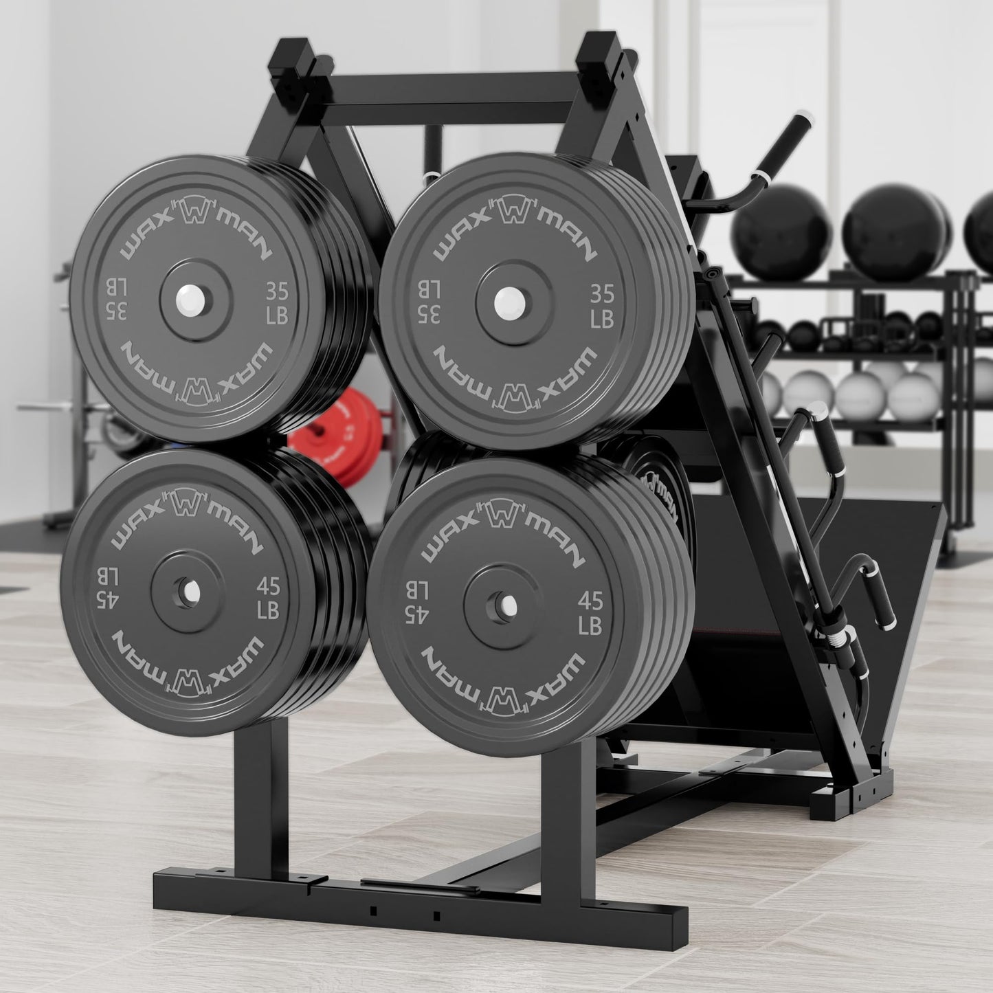 Waxman Leg Press Hack Squat Machine Combo, 2-in-1Leg Exercise Machine with Linear Bearing, Special for Lower Body with Weight Storage for Quads, Hamstring