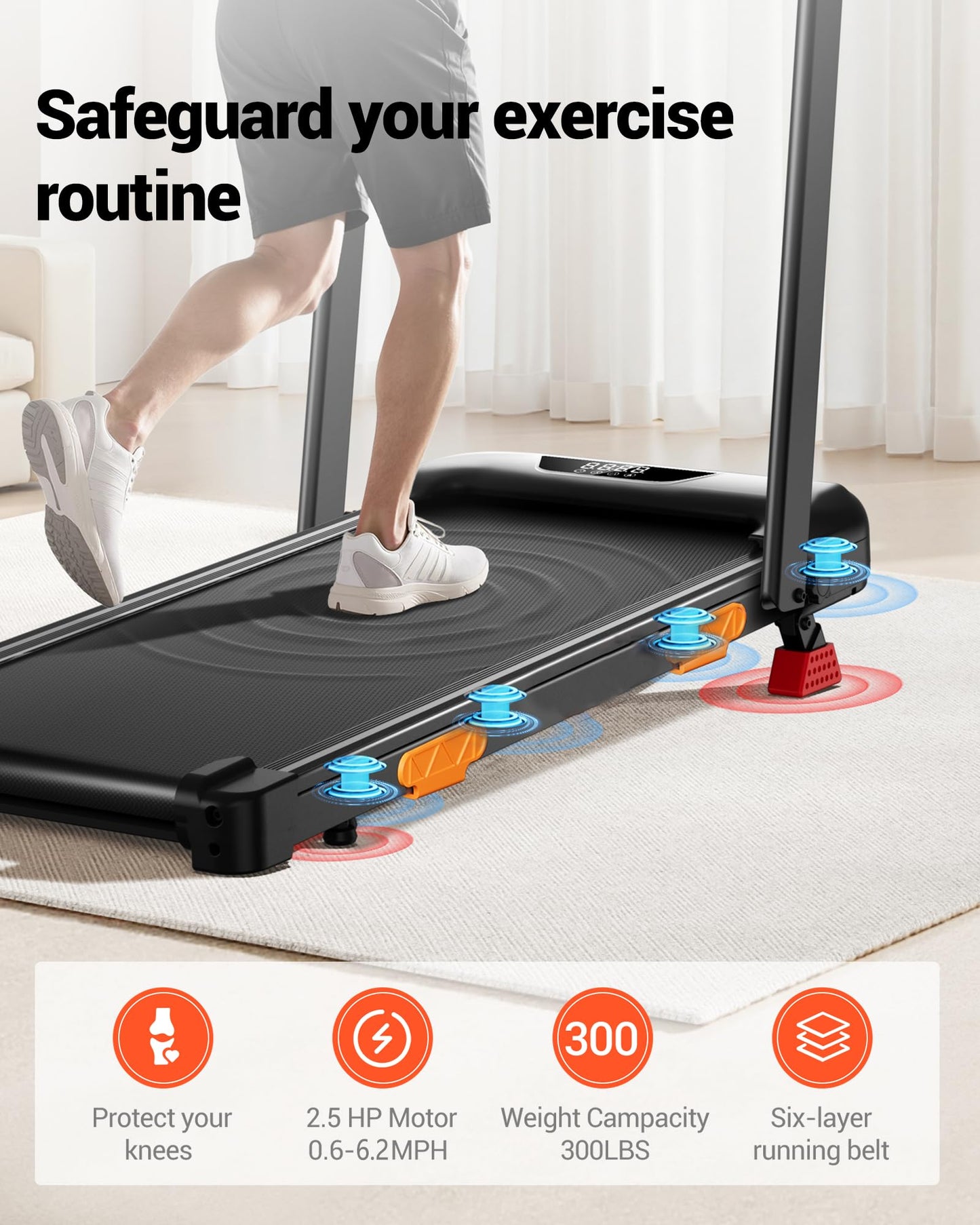 LONTEK Walking Pad with 15% Incline, Portable Under Desk Treadmill, Foldable Treadmills for Home, 2.5 HP Quiet Walking Pad with 300 LBS Capacity