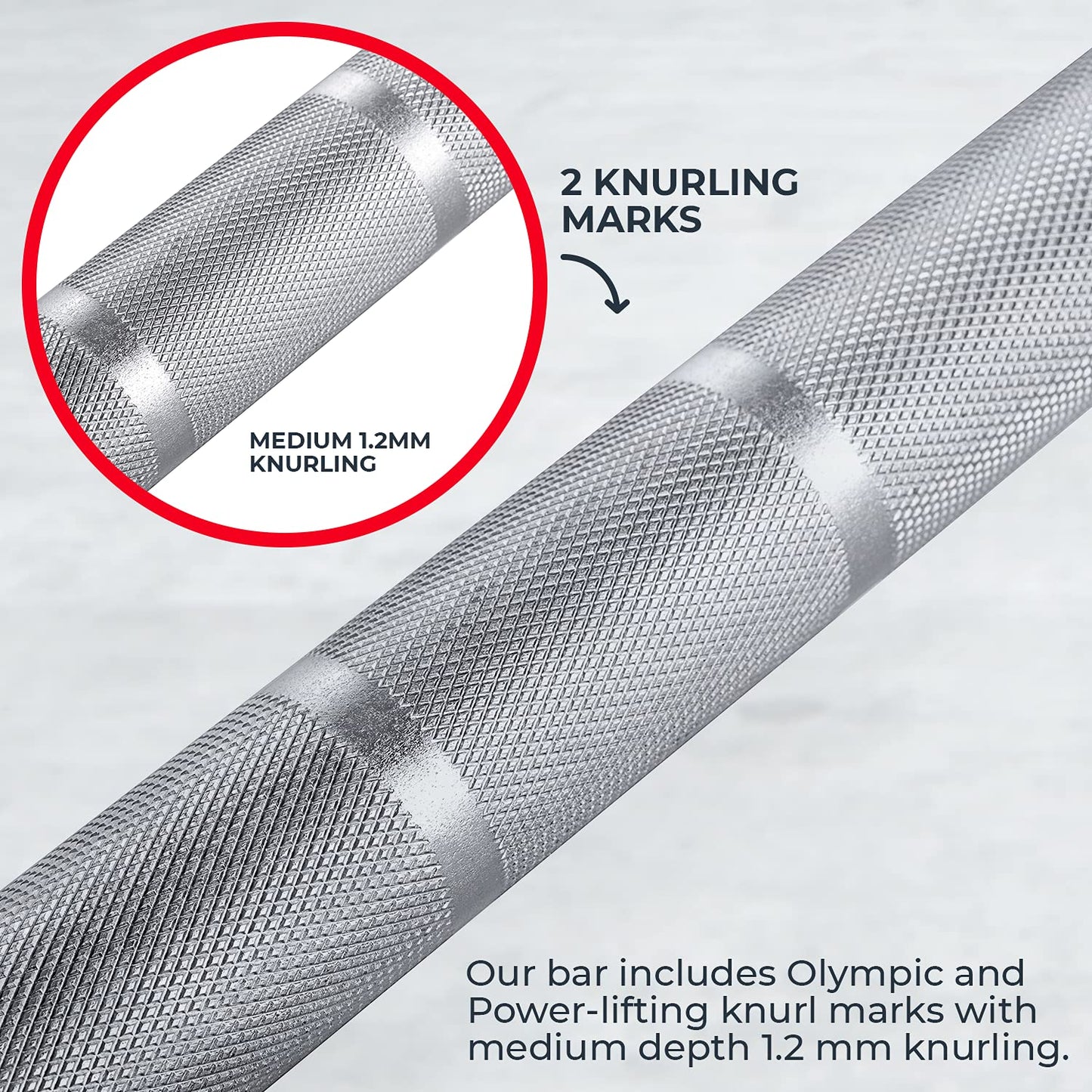 Iron Crush Olympic Barbell - Multifunction 7-Foot Weight Bar for Weightlifting, Powerlifting, CrossFit Training - No. 45 Steel, Chrome Finish - 750 lbs Max Load Capacity - Home Gym Fitness Equipment