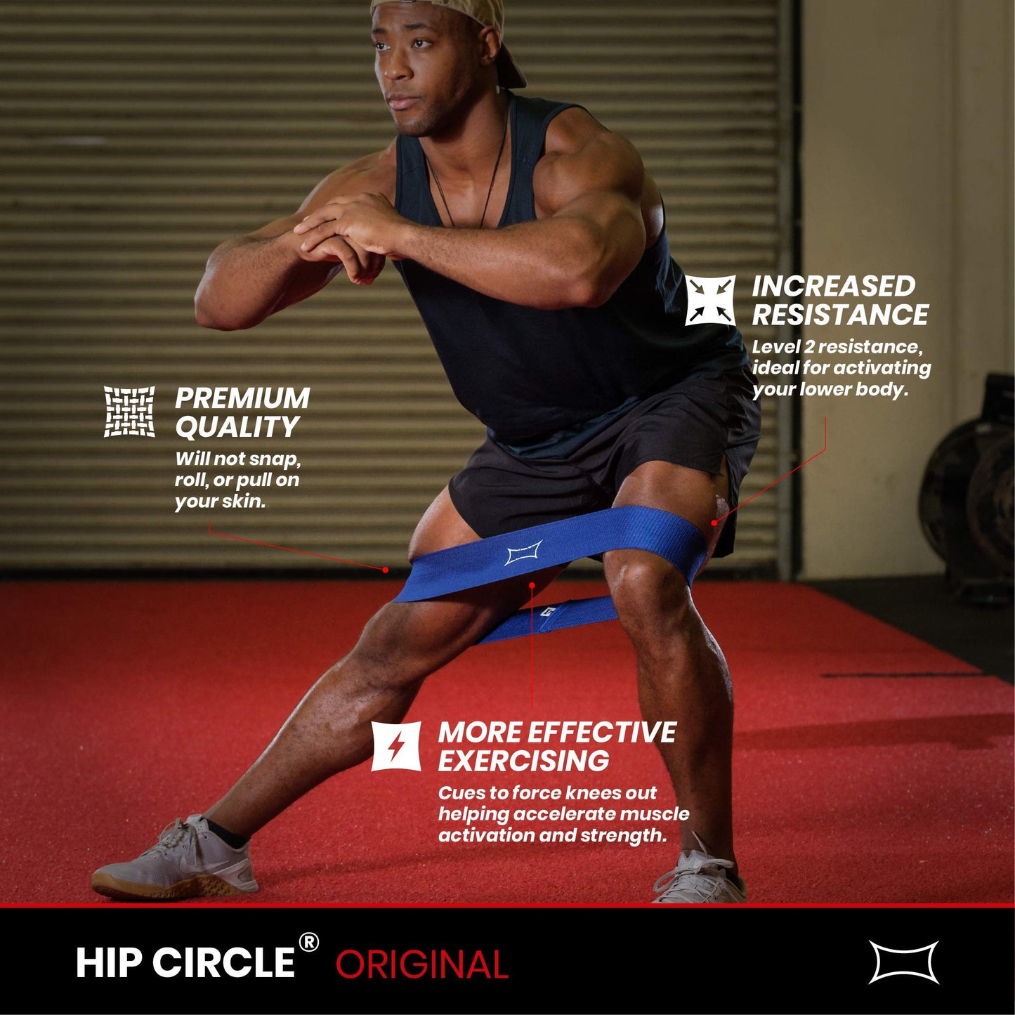 Sling Shot Original Hip Circle Fabric Resistance Band for Exercising – Lower Body Activation, Dynamic Warm Ups and Glute Activation (Level 2 Tension, Blue, Medium)