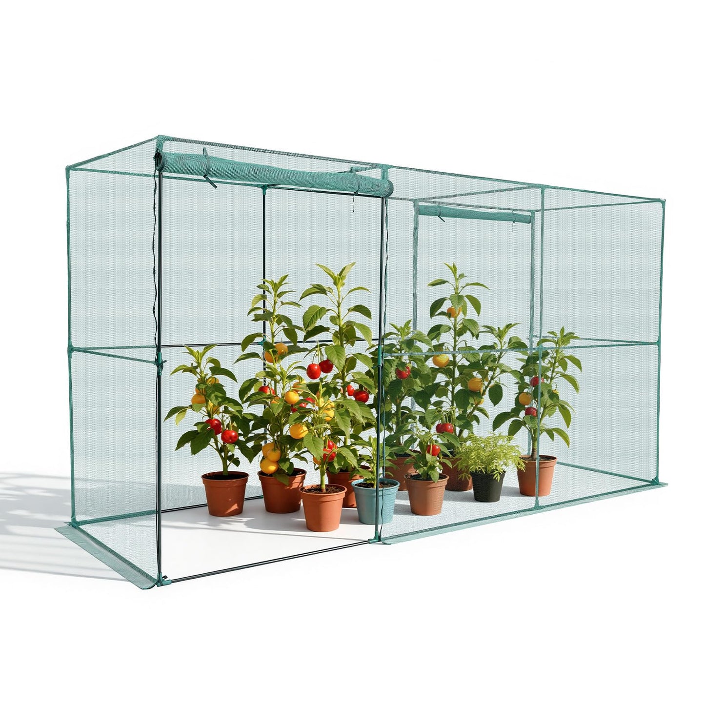 VEVOR Crop Cage, 11.6 x 3.9 x 6.3 ft Plant Protection Tent with Zippered Door, Wind-Resistant Tall Crop Cage, Easy to Install, Outdoor Raised Bed Cover, Tomato Plant Netting for Garden Patio Lawn