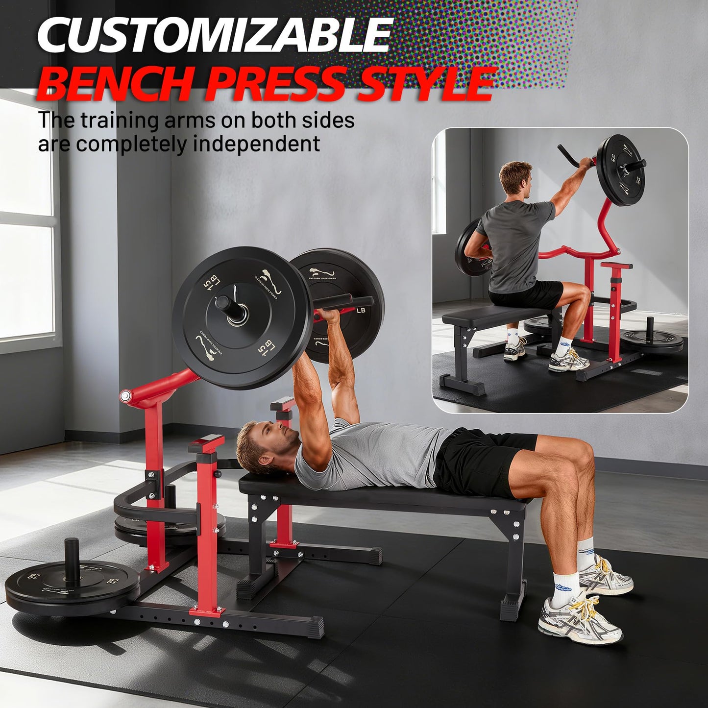 Garvee Chest Press Machine, Bench Press Machine with Independent Converging Arms, Adjustable Bench Chest Press for Home Gym Upper Body Strength Training