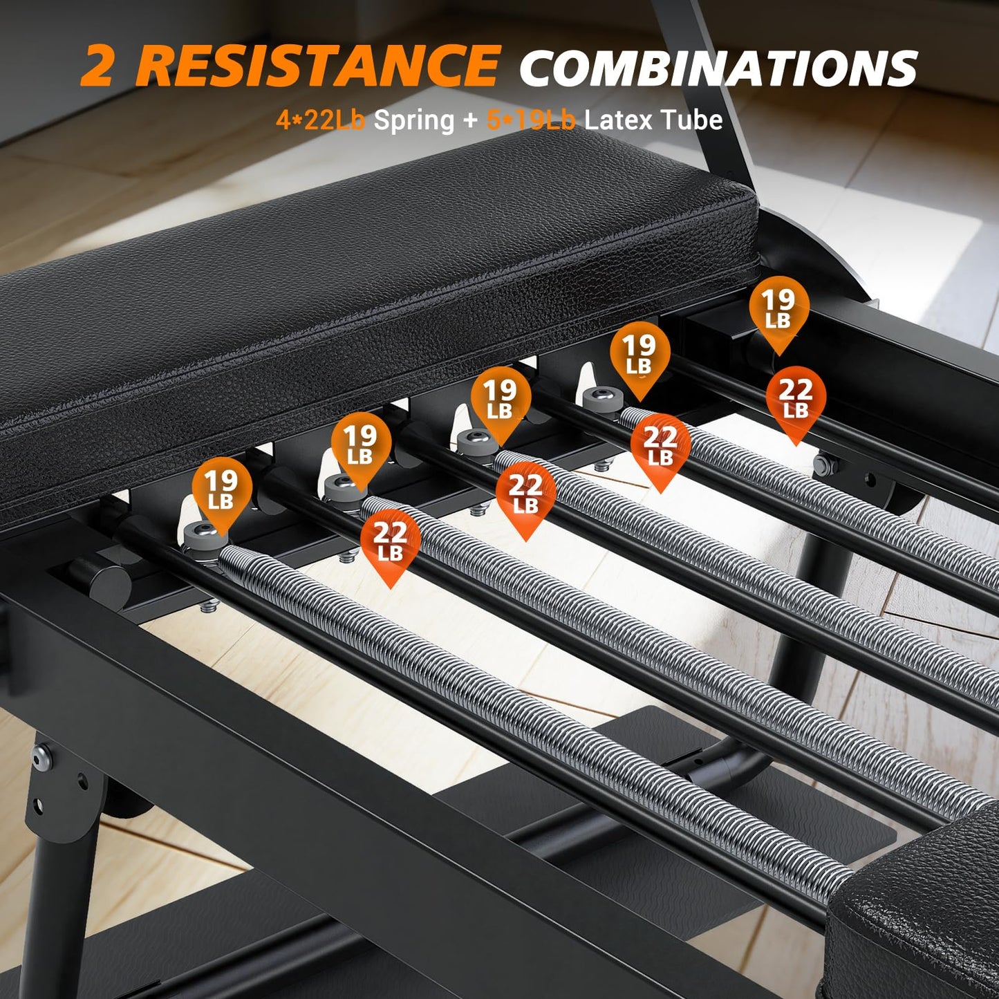 XDDIAS Pilates Reformer, 91.3" Large Reformer Equipment with Jump Board, Foldable Reformer Pilates Machine with Adjustable Resistance, Longer Slide Rails, Pilates Equipment for Home Gym