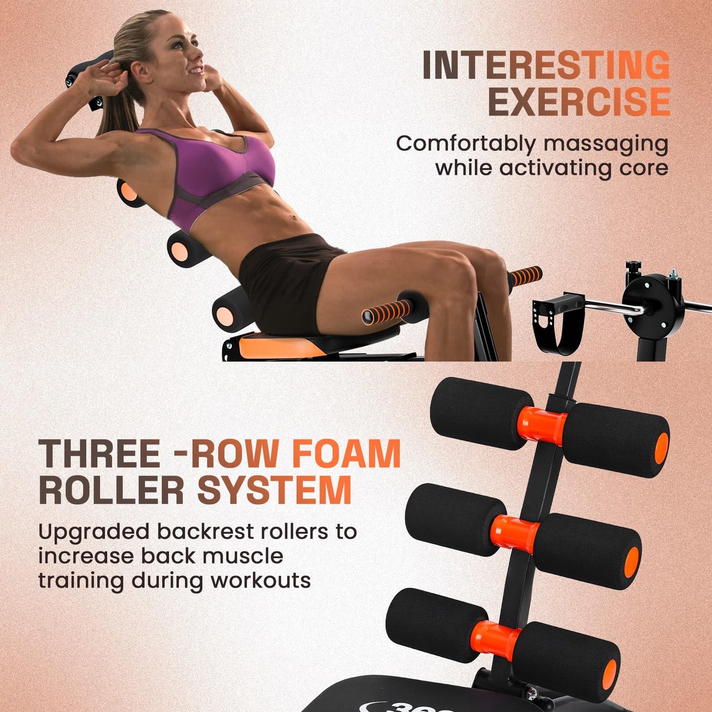 6 in 1 Ab Workout Bench for Home Gym, Adjustable Ab Workout Machine with Headrest 360° Twisting Seat Pedal Multi-Functional Adjustable Weight Bench Equipment for Total Body Work Out Black