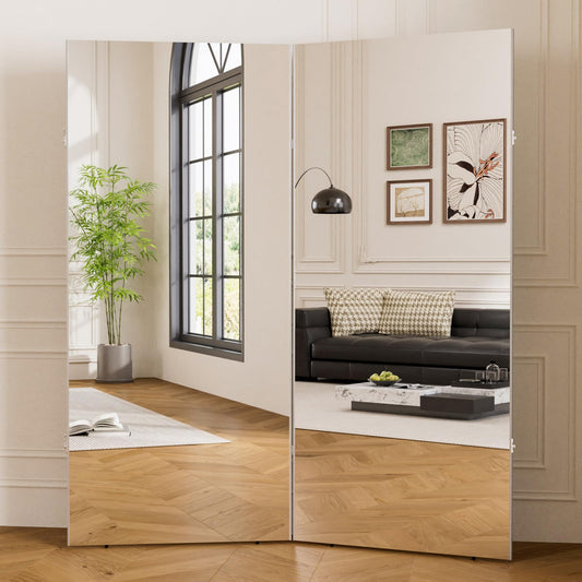 brisafe 71"x 63" Ultra-Light Foldable Floor Mirror with 360° Folding Design, Space-Saving Full-Length Mirror for Home Gym/Yoga/Dance Studio & Commercial Use, 60% Insurance Savings, Silver
