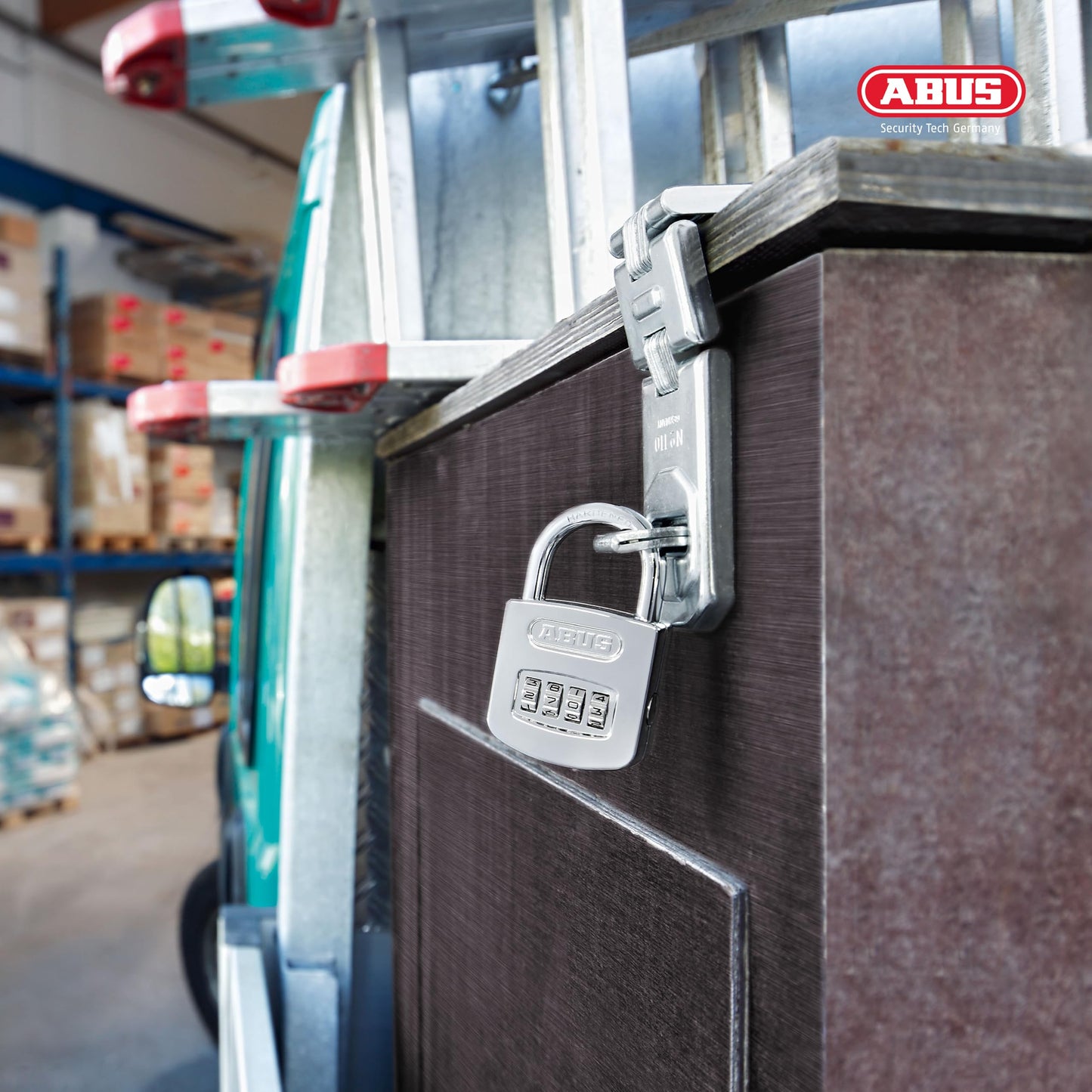 ABUS 160/50 B 160 All Weather Chrome 4 Dial Combination Padlock, Black/Silver