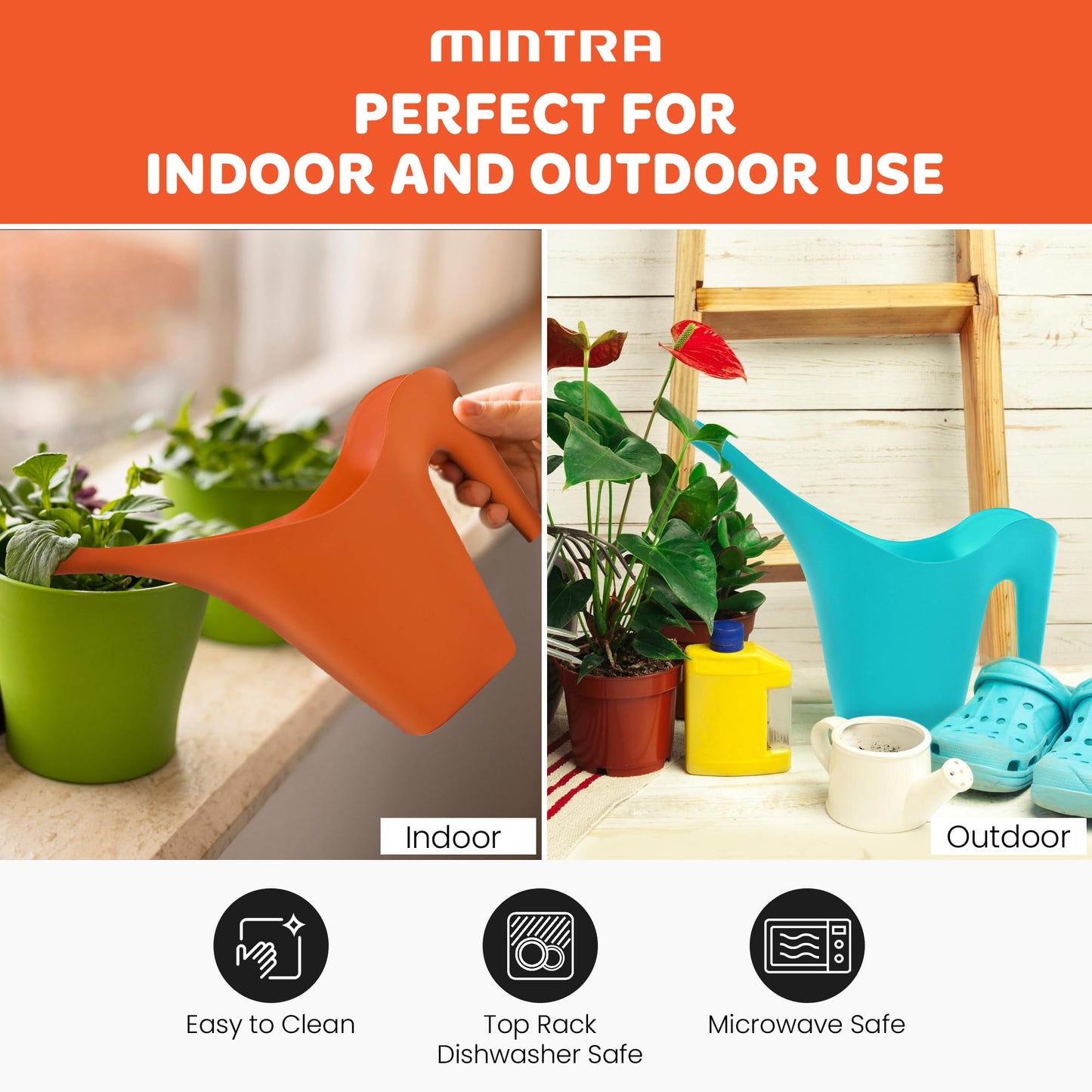 Mintra 1/2 Gallon Plant Watering Can, Long Spout Plastic Water Pitcher for Indoor & Outdoor Use, Durable & Lightweight Water Can for Watering Flowers & Potted Plants, 1 Pack, 2L/68 oz – Lime Green