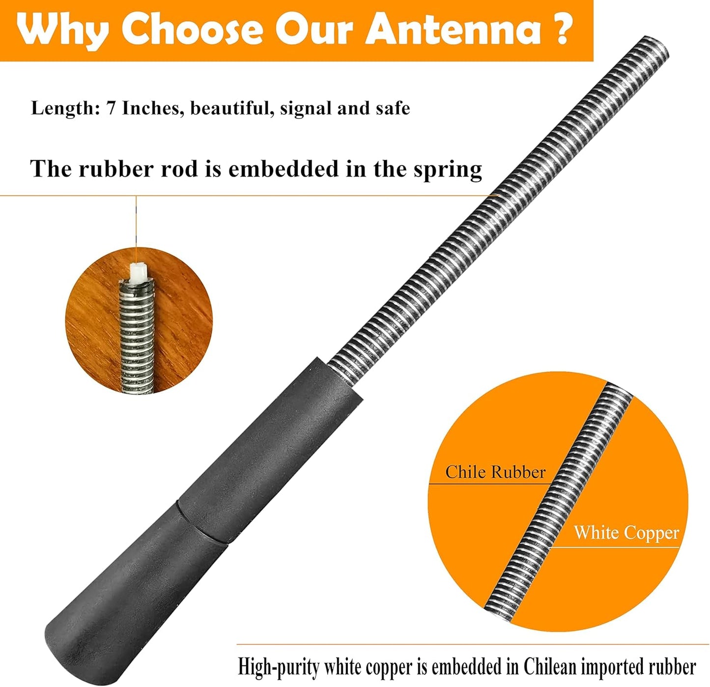 RooFox 7 Inch RAV4 (2009-2015), RAV4 Antenna Replacement Mast for Toyota Antenna