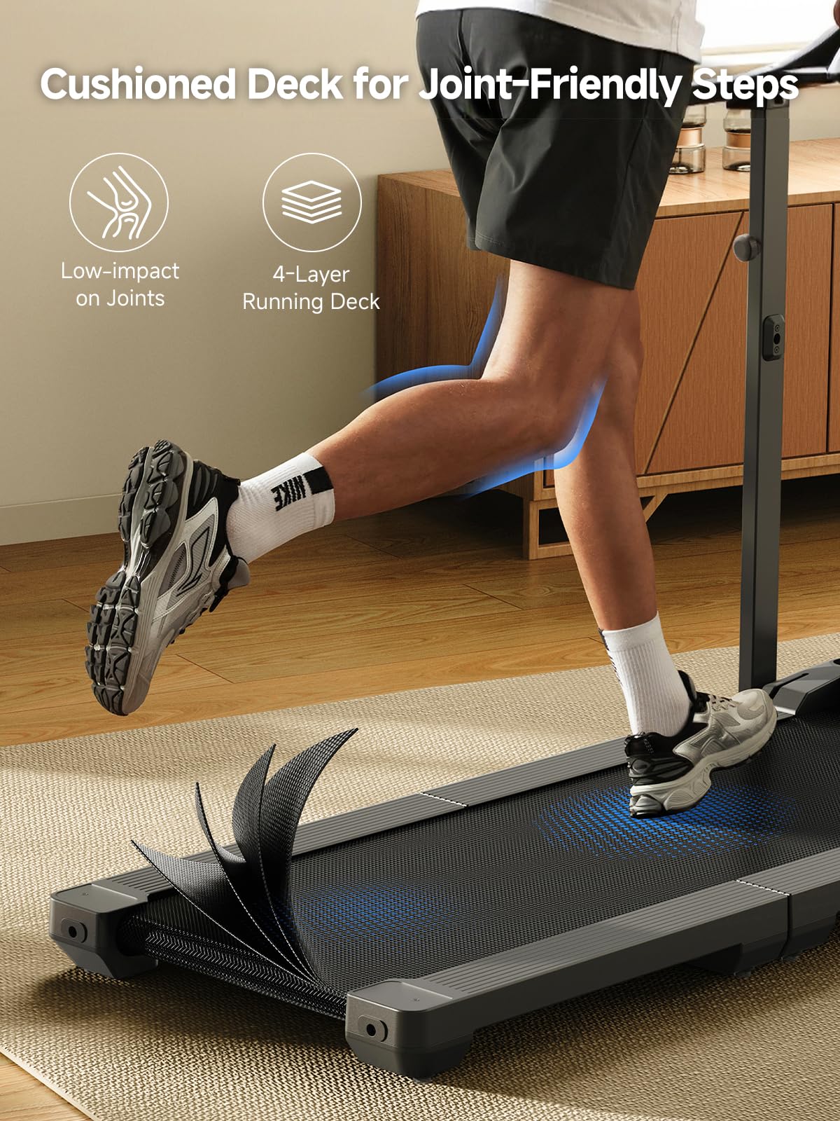 WALKINGPAD MX10 Folding Treadmills for Home, Smart Vertical Fold, LED Display with Adjustable Height Handles