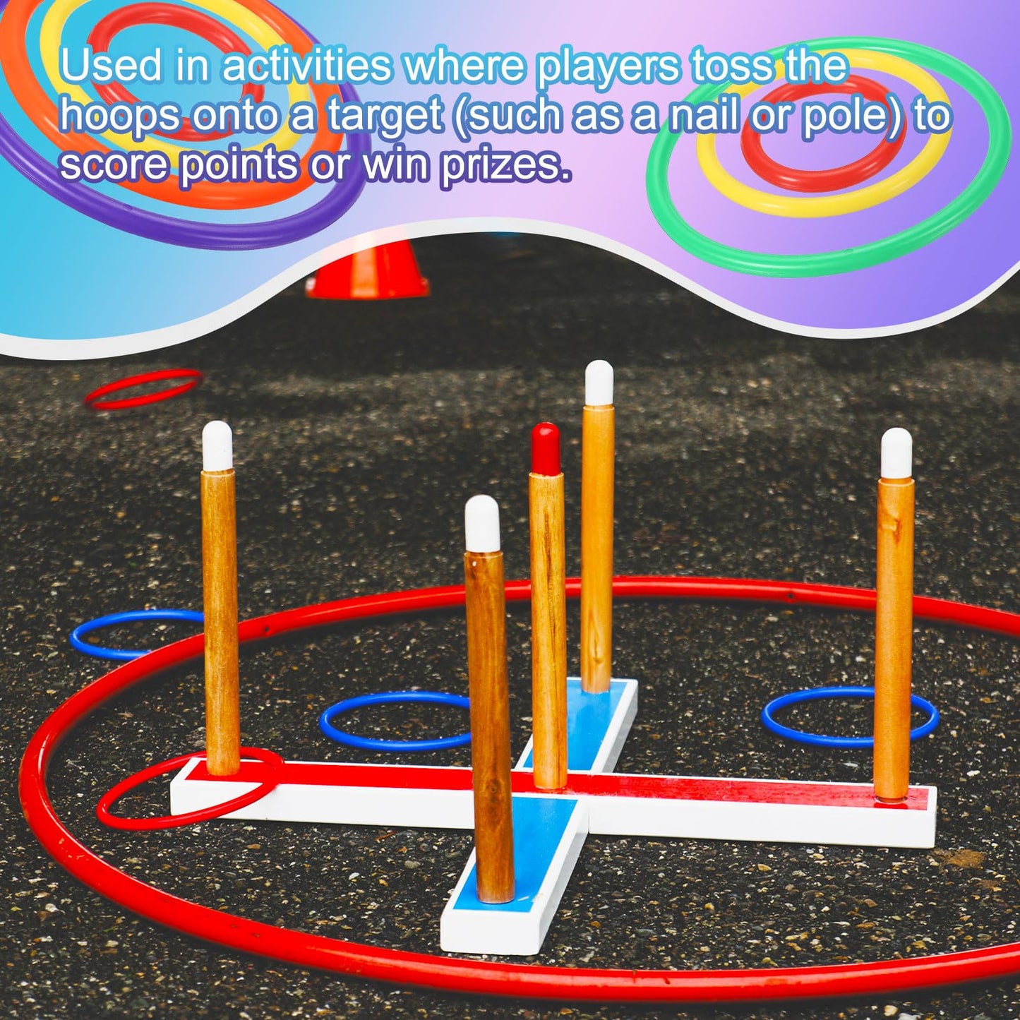 PATIKIL Plastic Toss Ring 4 Sizes, 40 Pack Sports Rings Toss Game Speed and Agility Practice Rings for Carnival Outdoor Games Supplies Bean Bags Throwing, Red/Blue