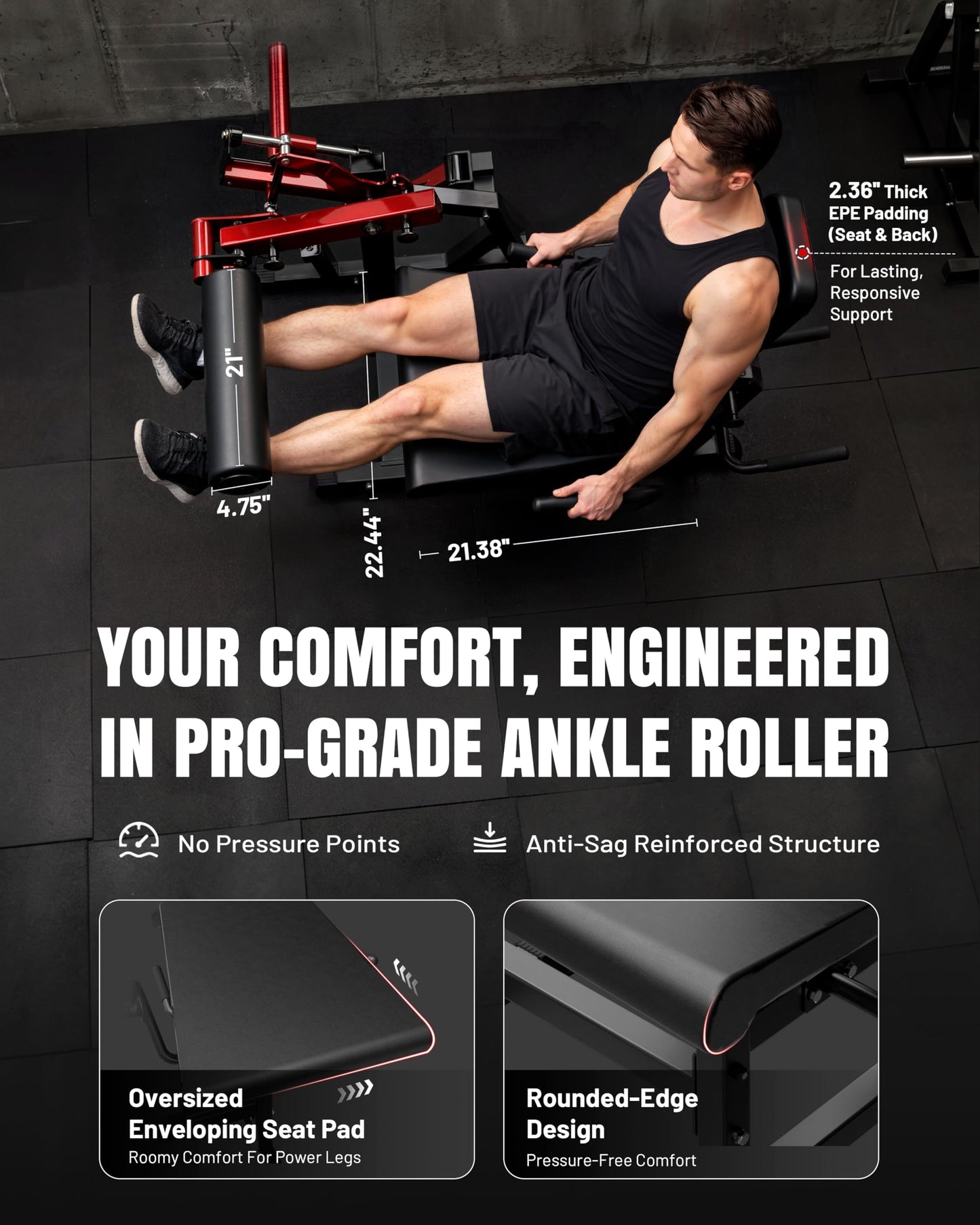 Mikolo Leg Extension and Curl Machine, Adjustable Leg Curl Machine for Home Gym, Seated Leg Extension and Lying Leg URL Machine, Leg Workout Equipment with 1:1 Resistance System,Red