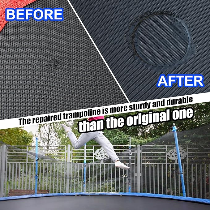 Trampoline Patch Repair Kit, 3 Shape Patches, Upgrade Accessories for Repairing Tears or Holes in Trampoline Mats