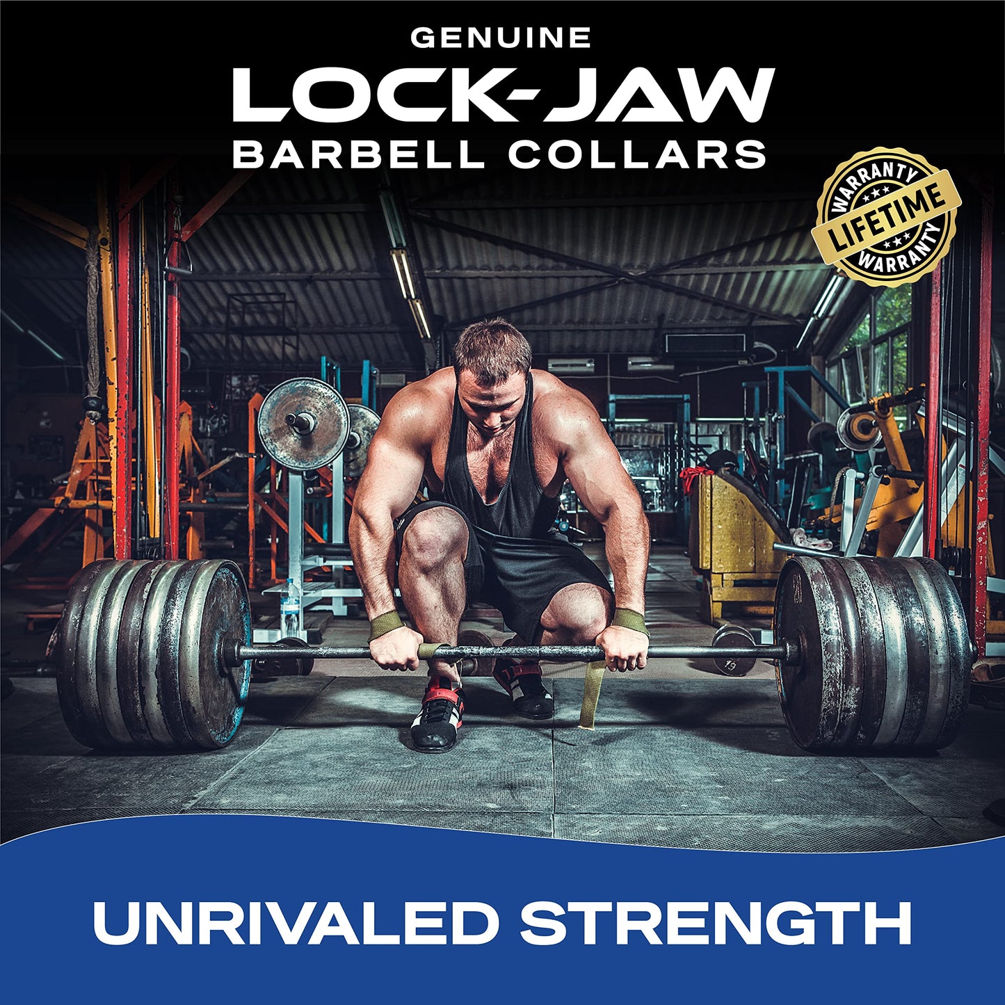 Lock-Jaw PRO 2 Barbell Collars Olympic Barbell Clamps 2 Pcs – Heavy Duty Bar Clamps for 2” & 50mm Olympic Bars – Secure Weight Bar Clamps for Strength Training & Home Gym Accessories – Black