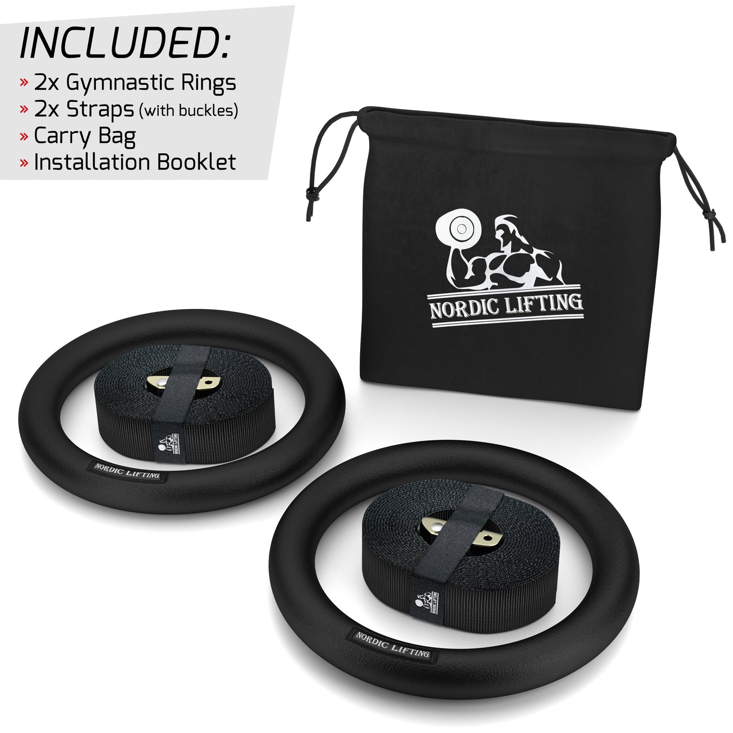 Nordic Lifting Gymnastic Rings with Straps – Heavy Duty Rings for Crossfit, Gymnastics, and Strength Training – Olympic Home Gym Equipment
