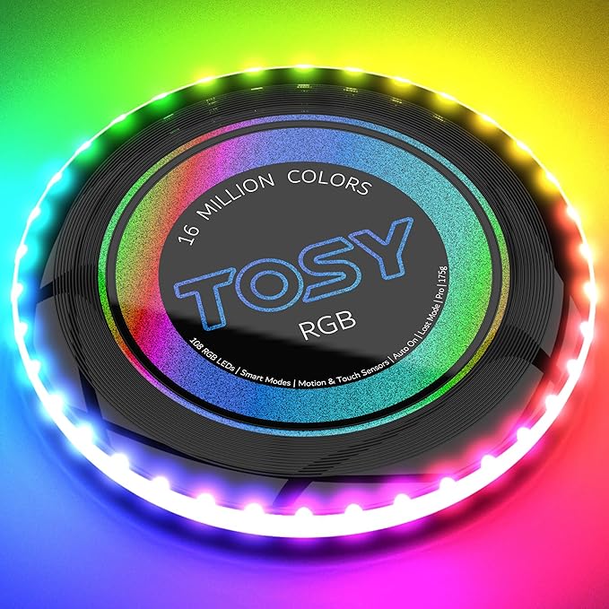TOSY Bundle of 3 - RGB Black + Red + Green - Frisbee 108 LEDs, 16 Million Colors