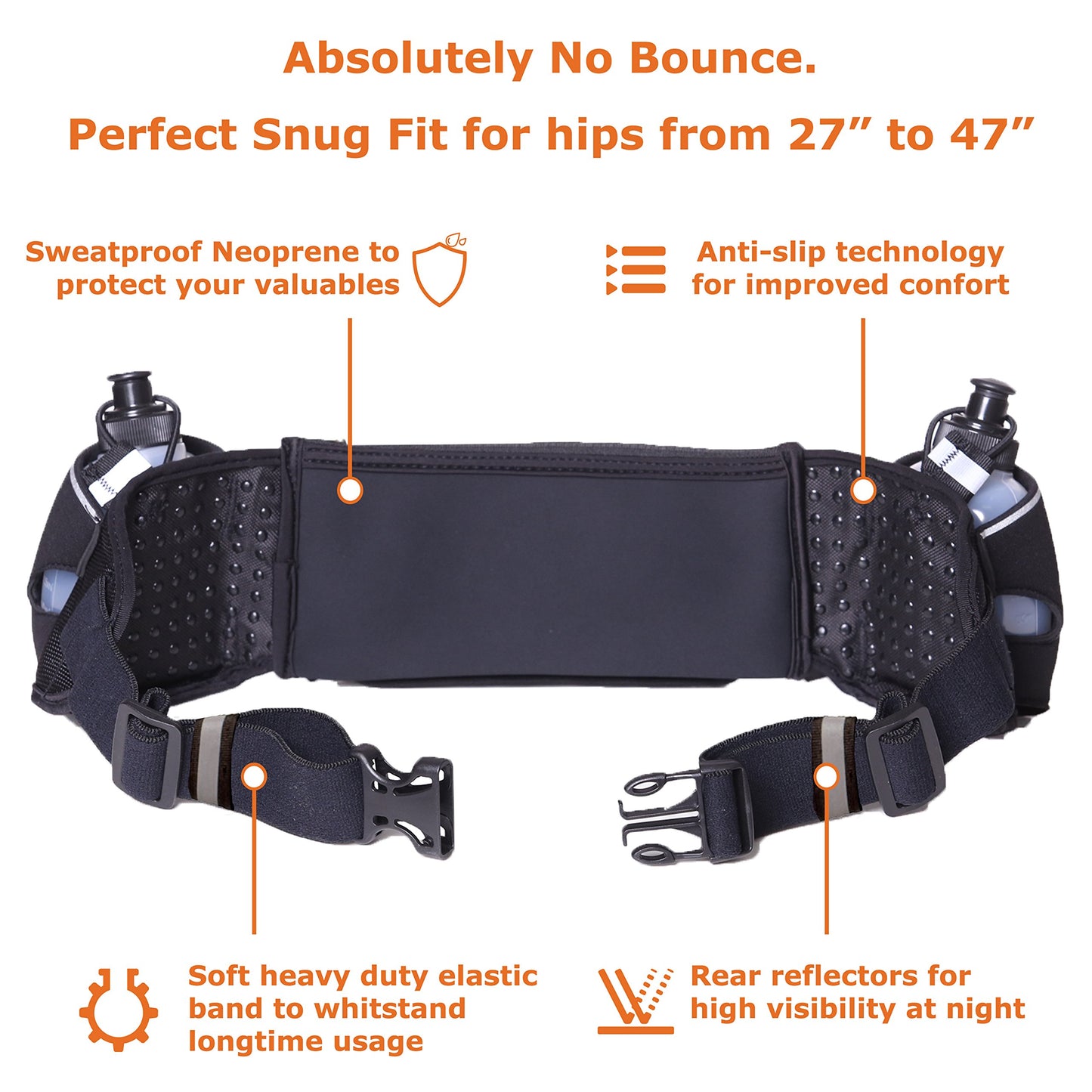 Runtasty Premium Hydration Running Belt with 2 BPA-Free 10oz Water Bottles – For Men & Women, Bounce-Free Fit, Water-Resistant Zippered Storage & Clear Tilt-Up Phone Pocket, Jogging & Marathon Ready