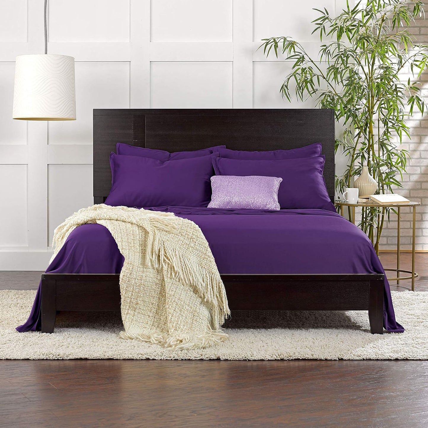 Pure Bamboo King Sheets - Luxuriously Soft & Cooling 100% Organic Viscose Bed Sheet Set | King Size, Purple