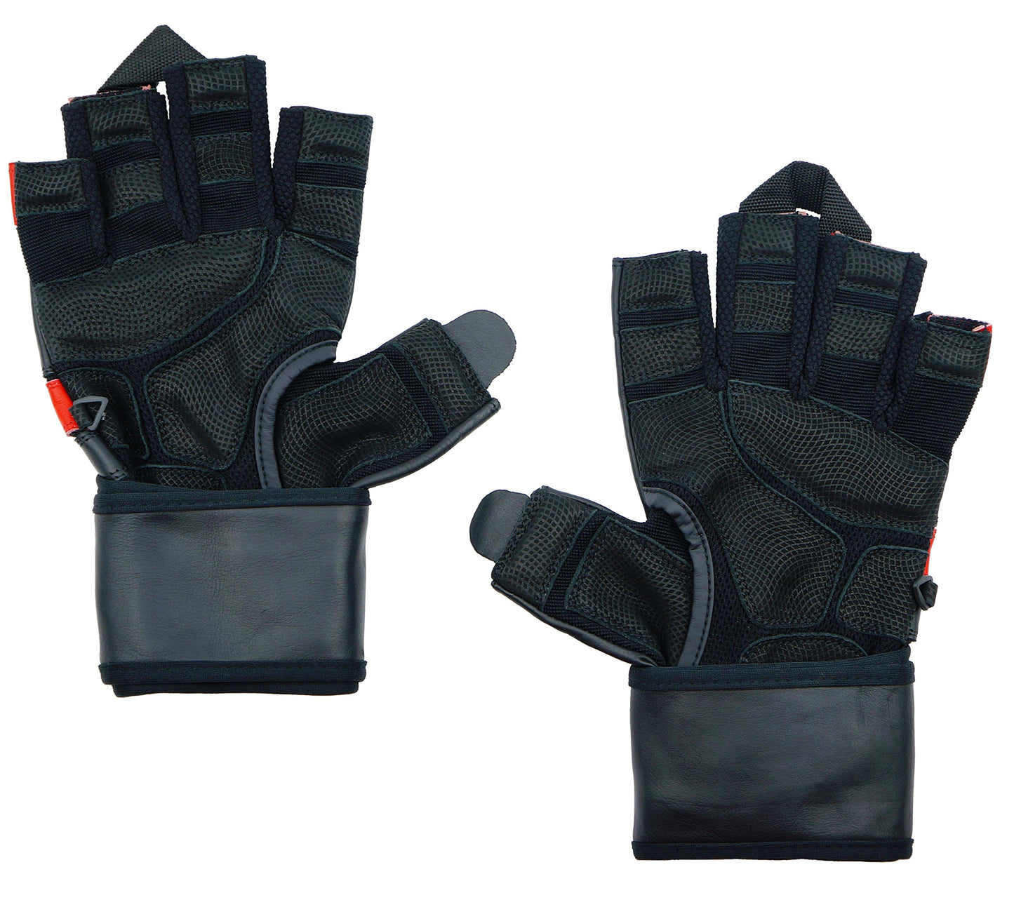 Epic Leather Gym Gloves with Built in 2" Wide Wrist Wraps Best Grip & Design for Weightlifting Power Lifting Bodybuilding & Strength Training Workout Exercises (RED, 2X-Large 9 5/8" - 10 1/2")