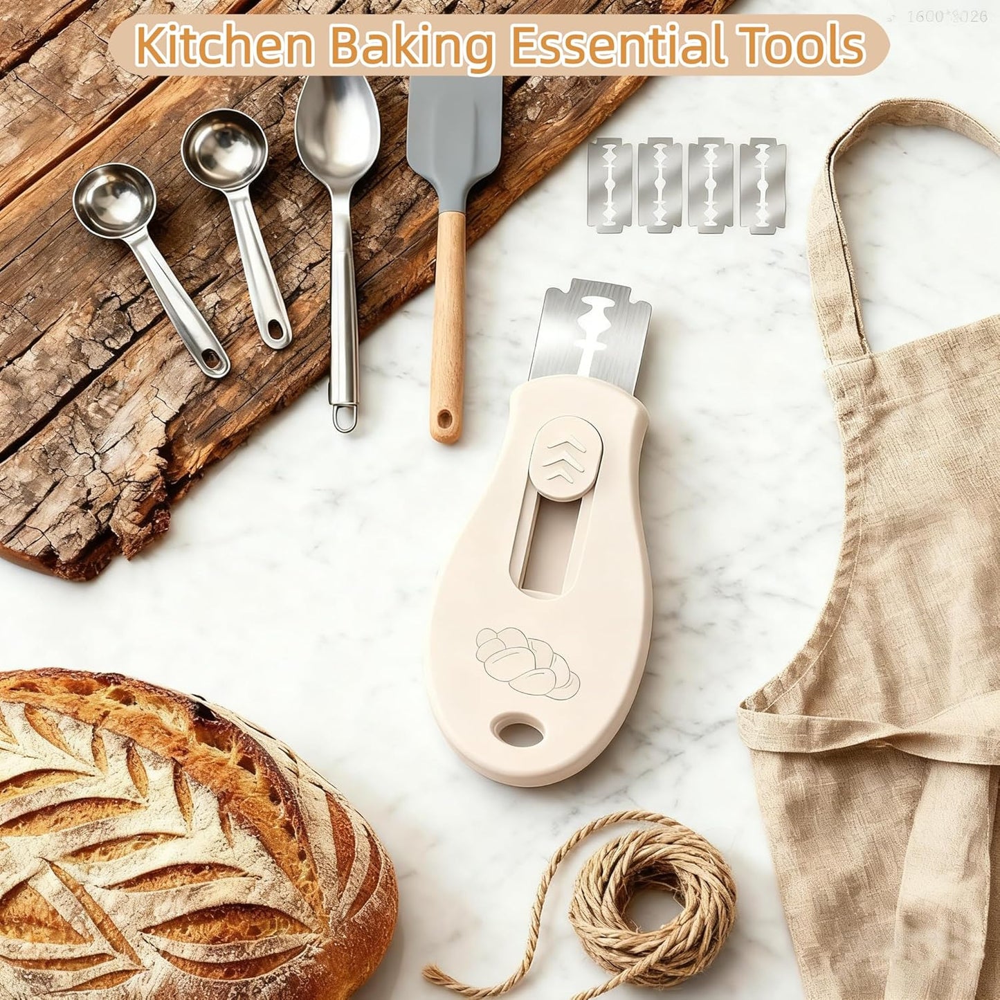Skiennix Bread Lame | Sourdough Scoring Tool with Magnetic Handle & 5 Razor Blades - Beige