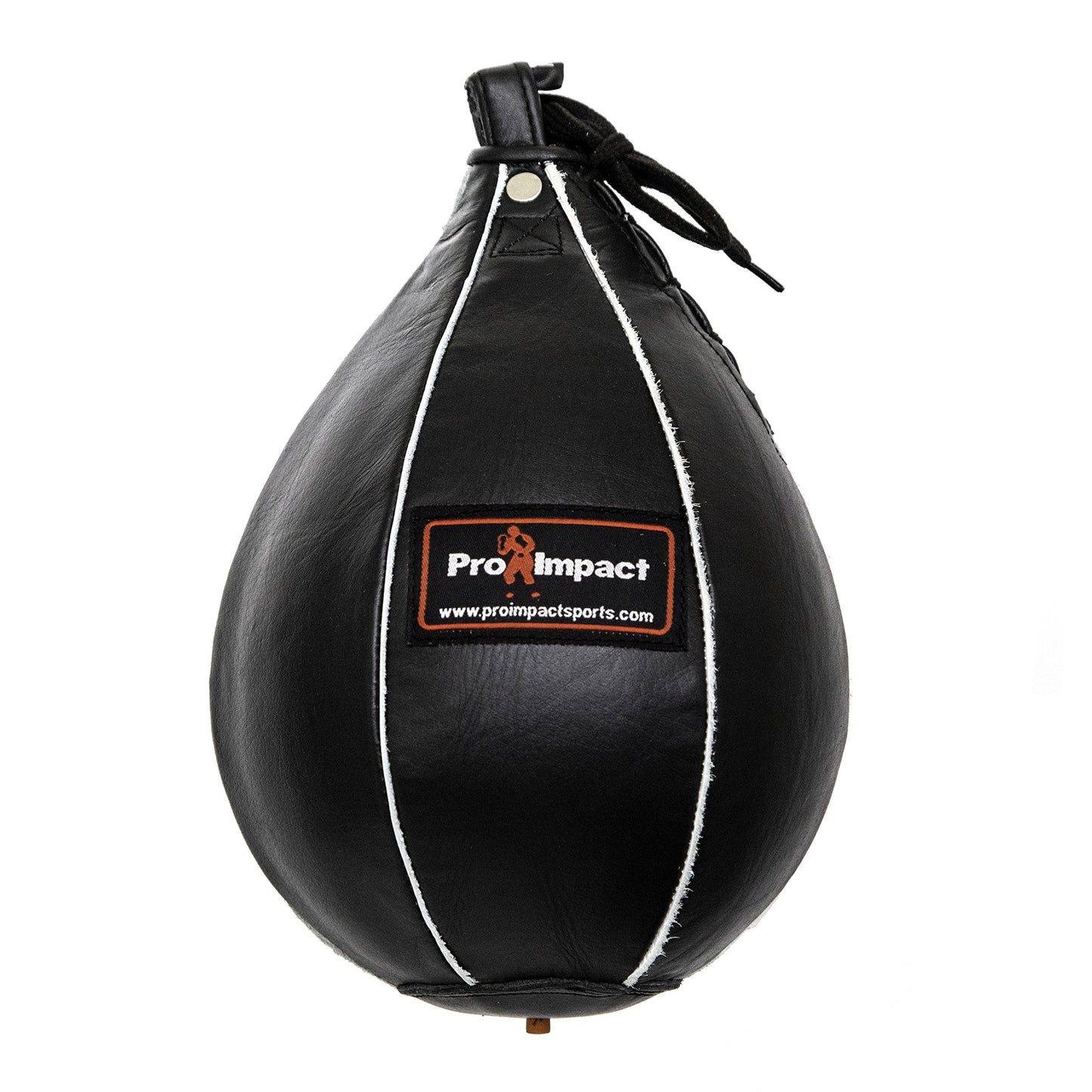 Pro Impact Genuine Leather Speedbag Black – Heavy Duty Leather Hanging Swivel Punch Ball for Boxing MMA Muay Thai Fitness or Fighting Sport Training (Small - 6"x9")
