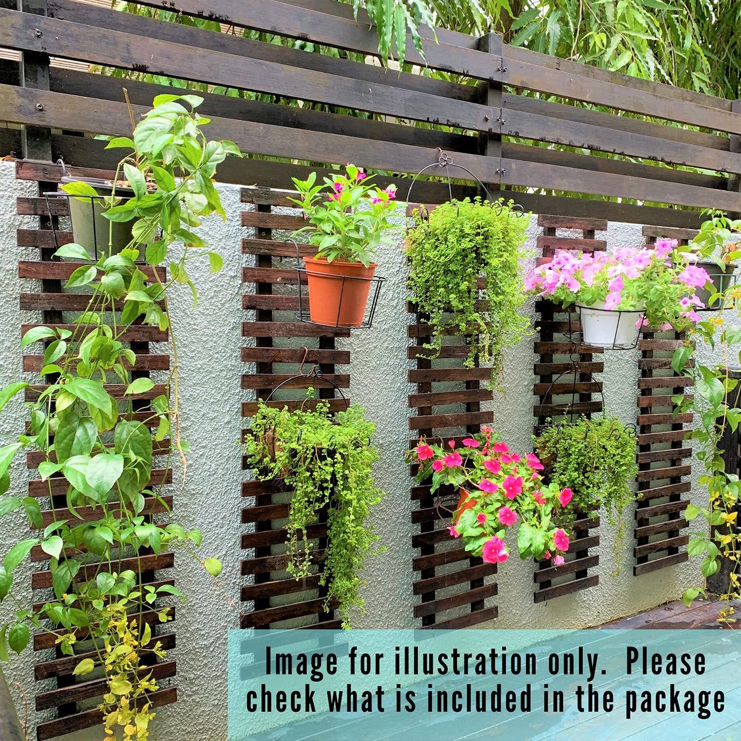ShopLaLa Wall Planter - 2 Pack, Wooden Hanging Large Planters for Indoor Outdoor Plants, Live Vertical Garden, Plant Wall Mount Flower Pot Holder Hanger Stand Green Herb Wall Decor 47.2" (120cm)