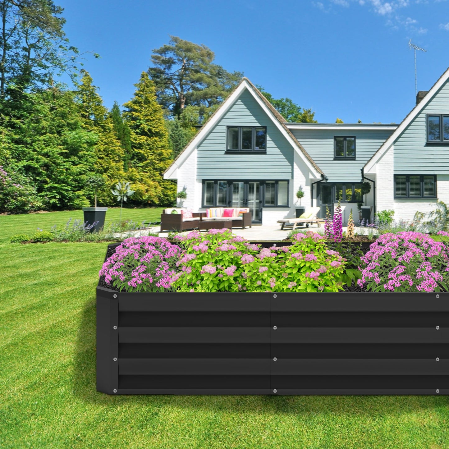 Nedenyou 2PCS 6x2x1FT Galvanized Raised Garden Bed,Planter Raised Beds-Metal Garden Box,Large Plant for Outdoor Planting, Vegetables Bed，Flower,herb-Black