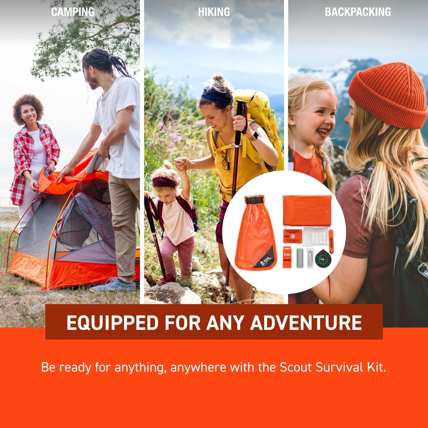 S.O.L. Survive Outdoors Longer S.O.L. Waterproof Bag Scout Survival Kit