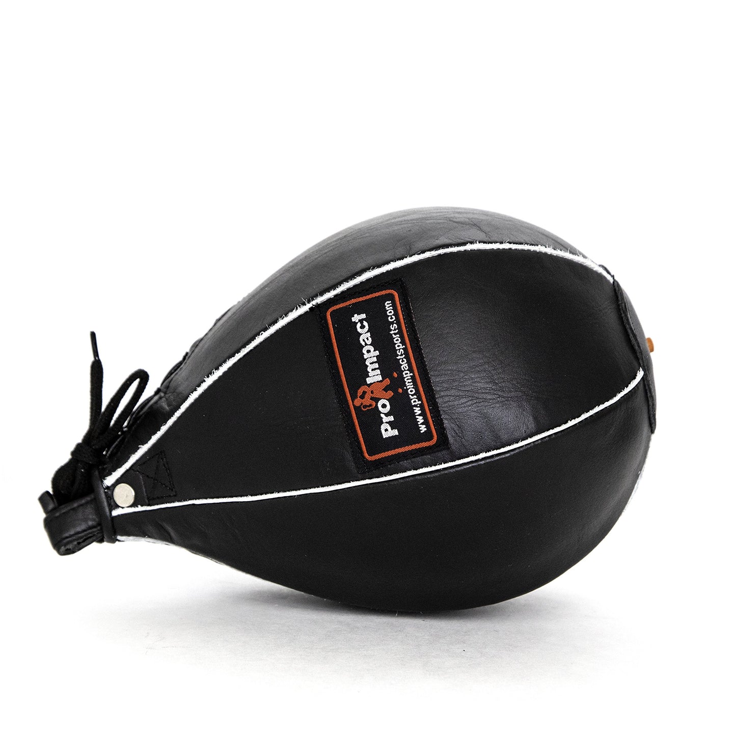 Pro Impact Genuine Leather Speedbag Black – Heavy Duty Leather Hanging Swivel Punch Ball for Boxing MMA Muay Thai Fitness or Fighting Sport Training (Small - 6"x9")