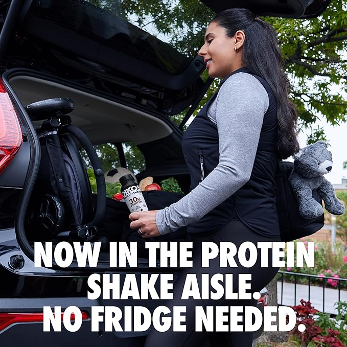 Oikos Protein Shake, Chocolate, 30g High Protein Drinks, Shelf Stable, Ready to Drink, 5g Prebiotic Fiber, 12 fl oz Bottle, 4 Count