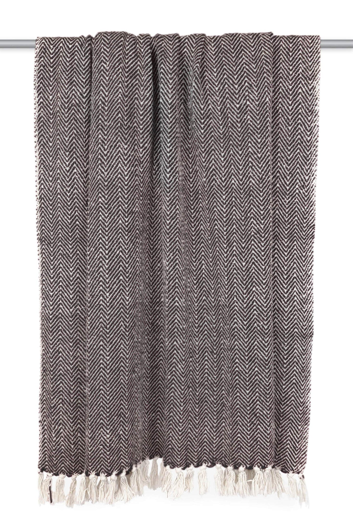 DII Chevron Throw Collection Handloomed Cotton, 50x60, Black