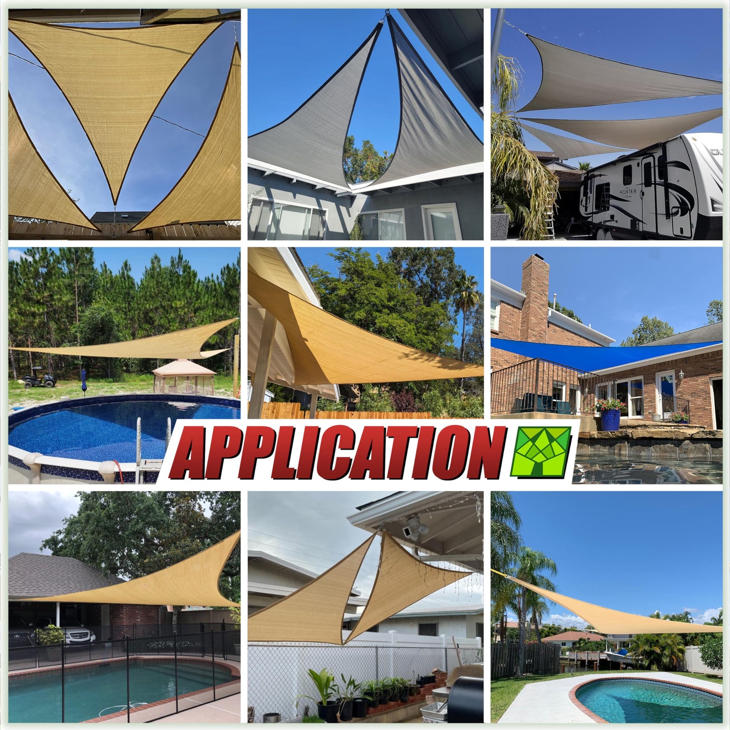 ColourTree 12' x 12' x 12' Beige Triangle CTAPT12 Sun Shade Sail Canopy Mesh Fabric UV Block UPF50 - Commercial Heavy Duty - 190 GSM - 3 Years Warranty (We Make Custom Size)