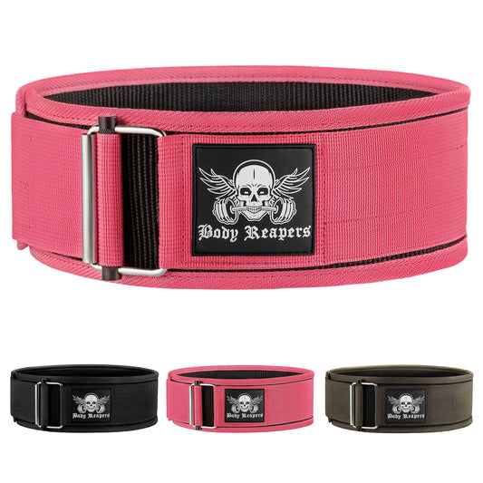 BodyReapers Nylon Auto-Locking Weight Lifting Belt, 4" Weightlifting Belt For Fitness, Weight Lifting, Olympic Lifting - Adjustable Deadlift Belt, Squat Belt - Workout Belt For Men & Women